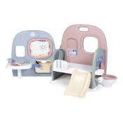 Domček pre bábiku s 5 hernými zónami Baby Care Childcare Center Smoby skladací a prenosný so 6 doplnkami od 3 rokov SM240308