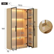 SONNENH Vitrina, 110.5 x 35 x 160 cm, MDF, hrast, 110 x 35 x 160 cm, led osvetlitev, za pisarno in dokumente