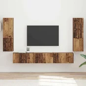 Set TV komoda Zidne 4 pcs Staro drvo Konstruirano drvo