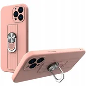 HURTEL Silikonski ovitek s prstanom in stojalom za Samsung Galaxy S22 Ultra roza