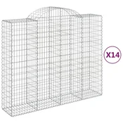 Vidaxl Obokane gabion košare 14kosi 200x50x160/180 cm pocinkano železo