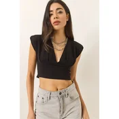 Bianco Lucci Ženska bluza 60284037, V-izrez, Crna