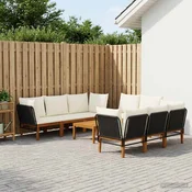 vidaXL 9 pcs Masivno akacijevo les in vrv Naravna
