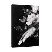Canvas Slika na platnu Crno belo cvece, Sa ramom, 100 x 150 cm, Crni