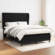 Greatstore Box spring postelja z vzmetnico črna 140x200 cm blago