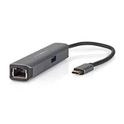 Nedis USB adapter z več vrati | USB 3.2 Gen 1 | USB-C moški | HDMI izhod / RJ45 ženski / USB-A ženski / USB-C ženski | 5 Gbps | 0,20 m | Okrogla | Pozlačeno | PVC | antracit | Škatla