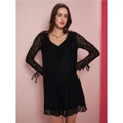 Sinsay - Mini babydoll haljina sa cipkom - crno