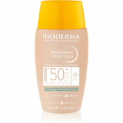 Bioderma Photoderm Nude Touch mineralni fluid za suncanje za lice SPF 50+ nijansa Very light 40 ml