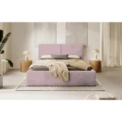 MID.YOU OBLAZINJENA POSTELJA 180 cm x 200 cm , les, tekstil, leseni material roza