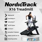 NordicTrack X16 Treadmill – tekalna steza – 4,25 CHP – od -3% do 40% naklona – 16” HD zaslon na dotik – možnost uporabe aplikacije iFit