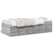 vidaXL vidaXL Dnevna postelja s predali siva sonoma 90x190 cm inženirski les, (21086442)