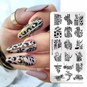 Ploščica za žigosanje Ploščica za nohte LISTI PIKASTI LEOPARD