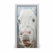 tulup.si Nalepka na vratih Crazy beli konj 95x205 cm