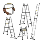 GEKO G02448 Aluminijasta zgibna teleskopska lestev 3,8m 150kg