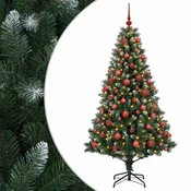 Vidaxl Umjetno božično drevo z okrasnimi kroglami 240 cm 300 LED