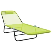 Vidaxl Zložljiv ležalnik Zelena 182 x 55 x 85,5 cm Tekstil
