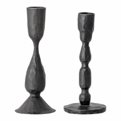Set od 2 crna metalna svijecnjaka Bloomingville Deja, visina 16 cm