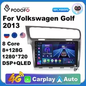 Podofo AI Voice Android Carplay Car Radio For Volkswagen Golf 2013 2din Android Auto 4G Multimedia GPS autoradio DSP