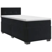 vidaXL Postelja boxspring z vzmetnico Črna 90 x 200 cm Žamet
