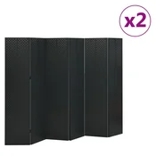 Sobne pregrade sa 6 panela 2 kom crne 240 x 180 cm celicne