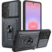 GS Ovitek za Samsung Galaxy A37 5G s stojalom in pokrovom za kamero, siv