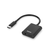 HAMA 2-u-1 audio adapter za punjenje, USB-C - USB-C i 3,5 mm audio prikljucak, crni