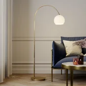 Lindby loka lampa Cynthia, barva medenine, steklo, 140 cm, E27 - Dnevna soba/jedilnica - Sodobni - mat medenina, opalno bela