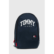 Ruksak Tommy Jeans za muškarce, boja: tamno plava, veliki, s tiskom