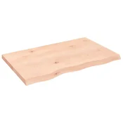 Vidaxl Stenska polica 80x50x(2-4) cm neobdelana trdna hrastovina