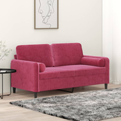 vidaXL vidaXL Kavč dvosed z blazinami vinsko rdeč 140 cm žamet, (20925128)