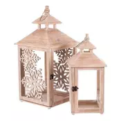 Autronic Svetilka Wooden lantern - snowflake pattern, price for a set of 2 pcs (DA218)