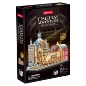 Drvena 3D slagalica Cubic Fun od 255 dijelova - željeznicka stanica s LED svjetlima