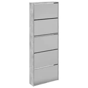 Vidaxl Omarica za čevlje z ogledalom 5-nadstropna siva 63x17x169,5 cm