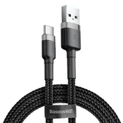BASEUS CAFULE podatkovni kabel (USB - Type-C, 2A, PD brzo punjenje 3.0, 300 cm, pertla) CRNA/SIVA CATKLF-UG1
