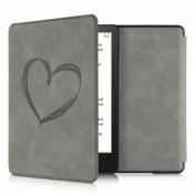 Preklopni ovitek z oblikovanjem srce za Amazon Kindle Paperwhite (11. Gen - 2021) - siva - 43263