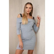 Dress with wide straps gray