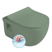 BRILLA stensko viseče stranišče, brez oboda, 36,5x53cm, zelena mat - Zelena - 35,5x53 cm - Sapho - Keramika - Classic - 355 - 530 - 14