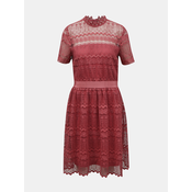Pink lace dress with stand-up collar VILA Nelly - Ladies