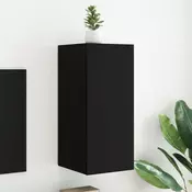 Vidaxl vidaXL Stenska TV omarica z LED osvetlitvijo, črna, 30,5 x 35 x 70 cm