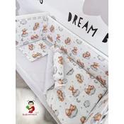Bubamara037 Set posteljine za krevetac sa ravnom ogradicom, Svetlosivi
