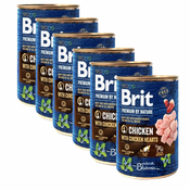 Konzervirana hrana Brit premium by Nature Chicken & Hearts 6x400 g