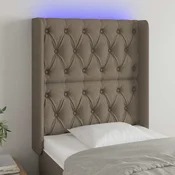 vidaXL LED posteljno vzglavje taupe 83x16x118/128 cm blago