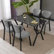 Hanah Home Trpezarijski sto i stolice Elma, Sivo-crni