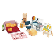 Drveni namještaj za školarce Dolls House Study Furniture Tender Leaf Toys s potpunom opremom i dodacima