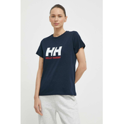 Bombažna kratka majica Helly Hansen ženski, mornarsko modra barva