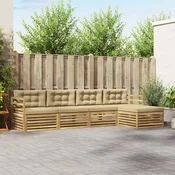 Set vanjskih sofa 5 kom. Bijela i bež Poliester