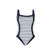 SUNFLAIR Enodelne kopalke temno modra/bela
