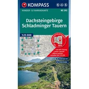 shumee Niedere Tauern. Dachsteingebirge, Schladminger Tauern. Komplet treh pohodniških kart 293. Izdaja 2025. Kompass