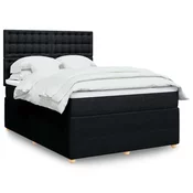 vidaXL Box spring postelja z vzmetnico črna 160x200 cm blago