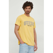Pamucna majica Guess za muškarce, boja: žuta, s aplikacijom